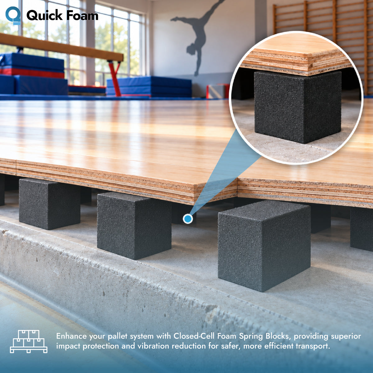 Sprung Floor Foam Blocks - ImpactSeal Closed Cell PE Foam | Pack of 500