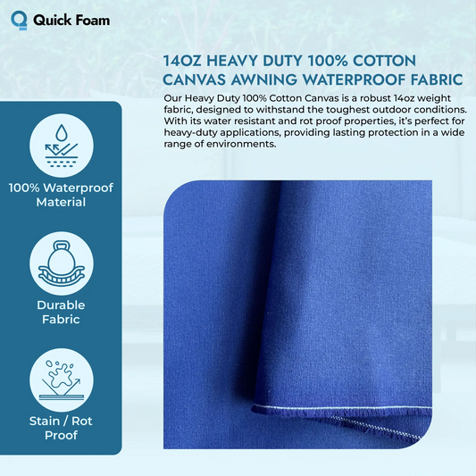 14oz Heavy Duty 100% Cotton Canvas Awning Waterproof Fabric