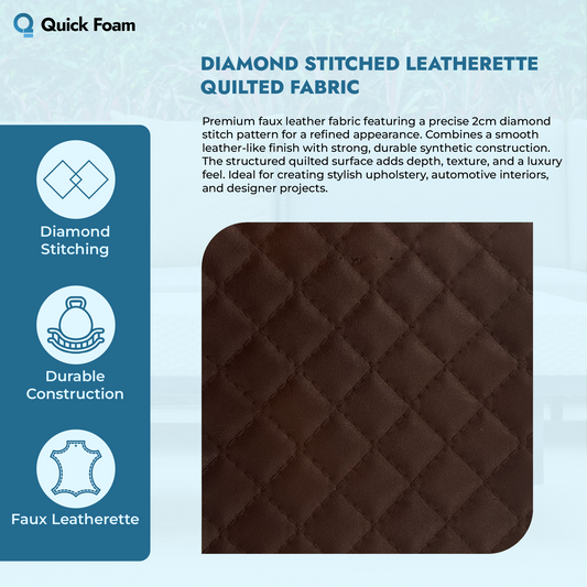 Diamond Stitched Quilted Leatherette Fabric