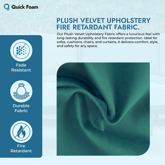 Plush Velvet Upholstery Fabric - Hard Wearing, Fire Retardant