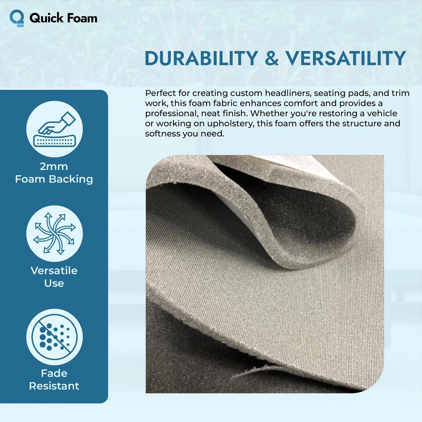 12MM Grey Scrim Foam Fabric