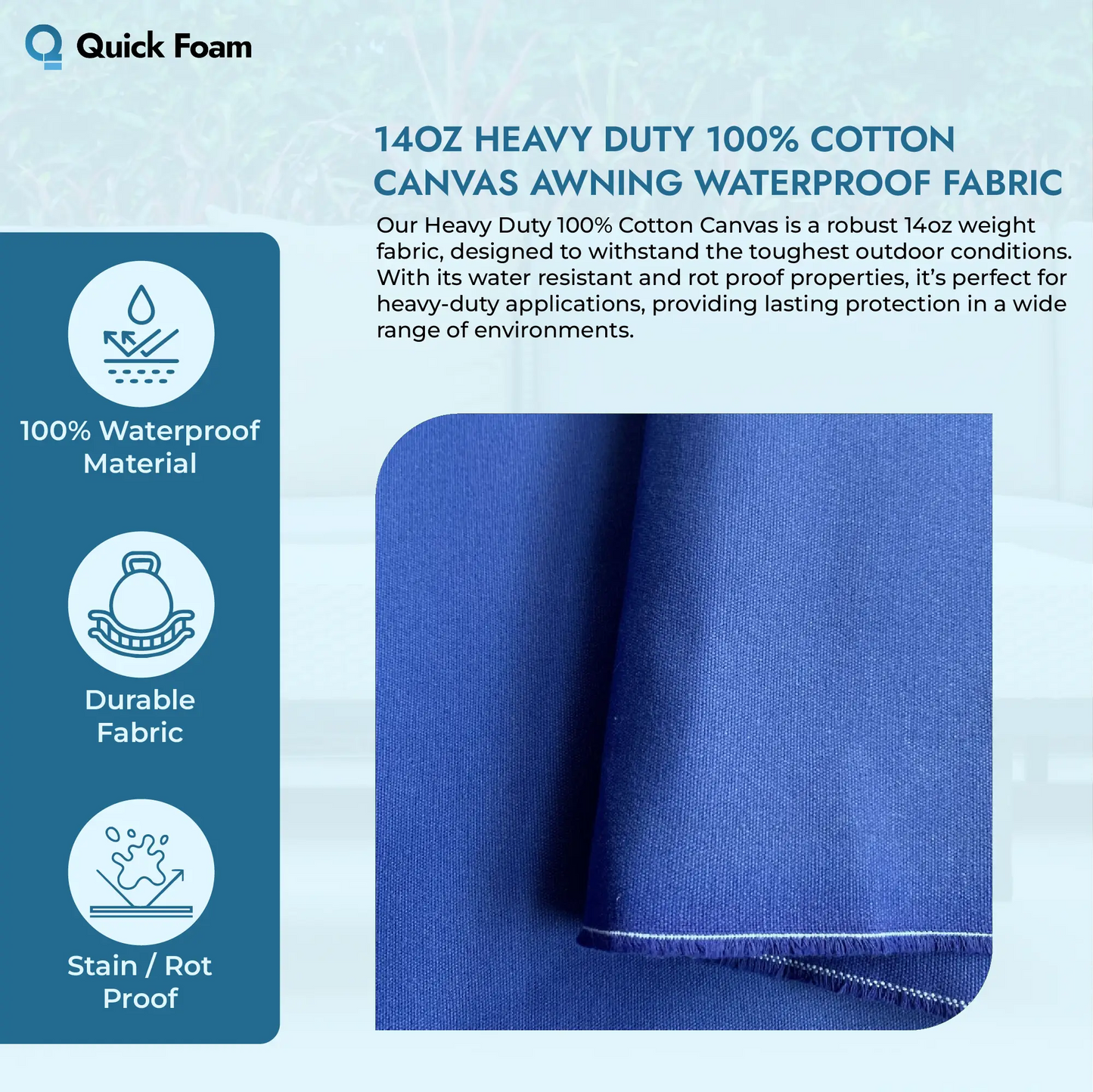 14oz Heavy Duty 100% Cotton Canvas Awning Waterproof Fabric