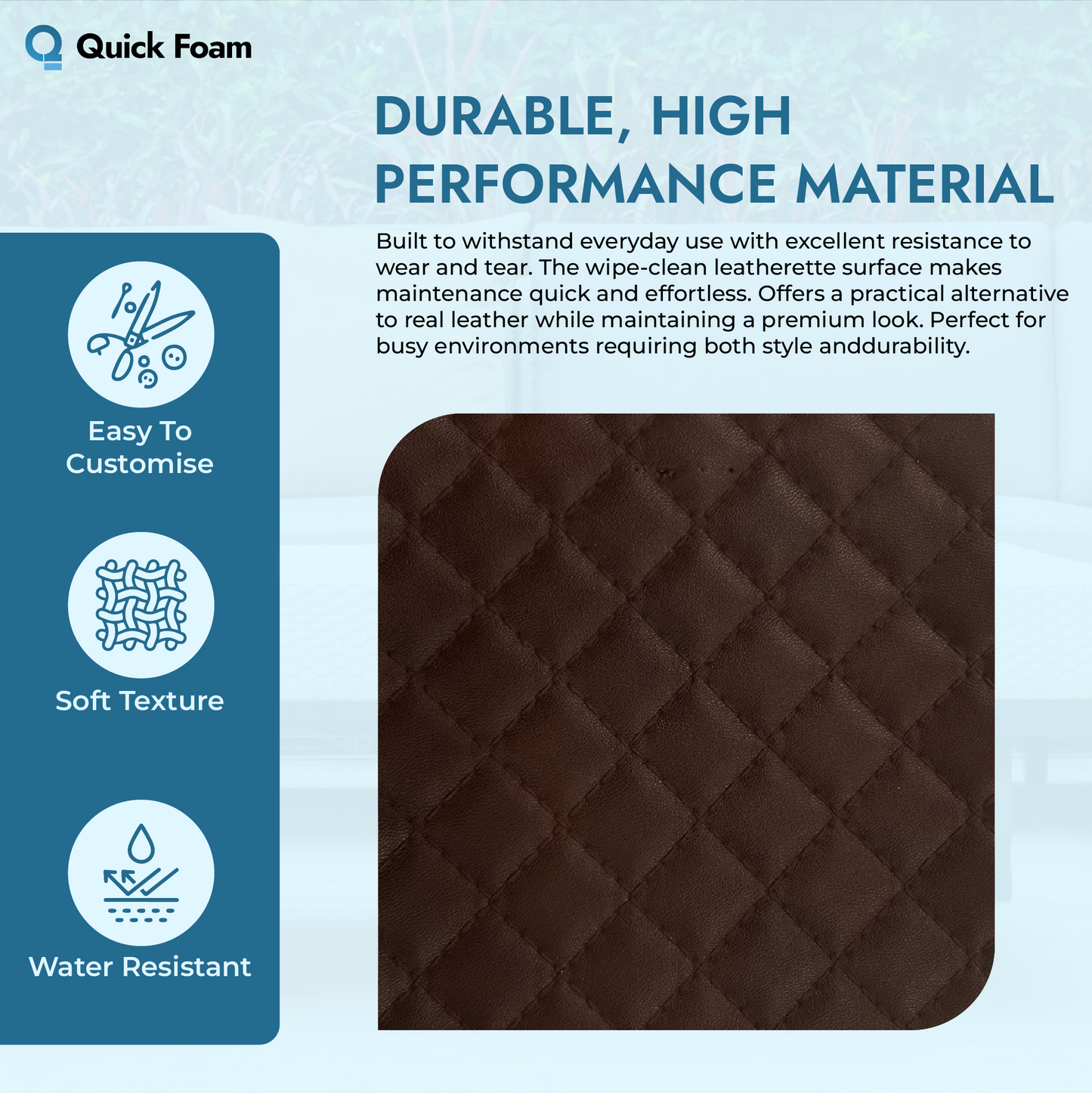 Diamond Stitched Quilted Leatherette Fabric