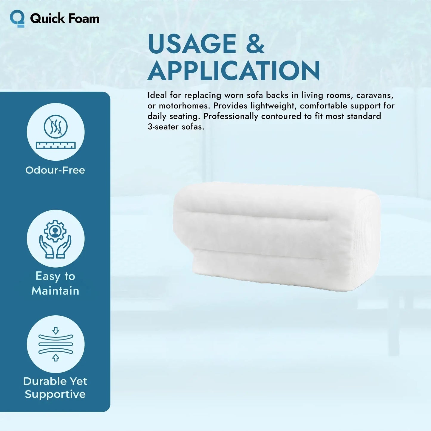 3-Seater Hollow Fibre Back Cushion (115cm x 66cm)