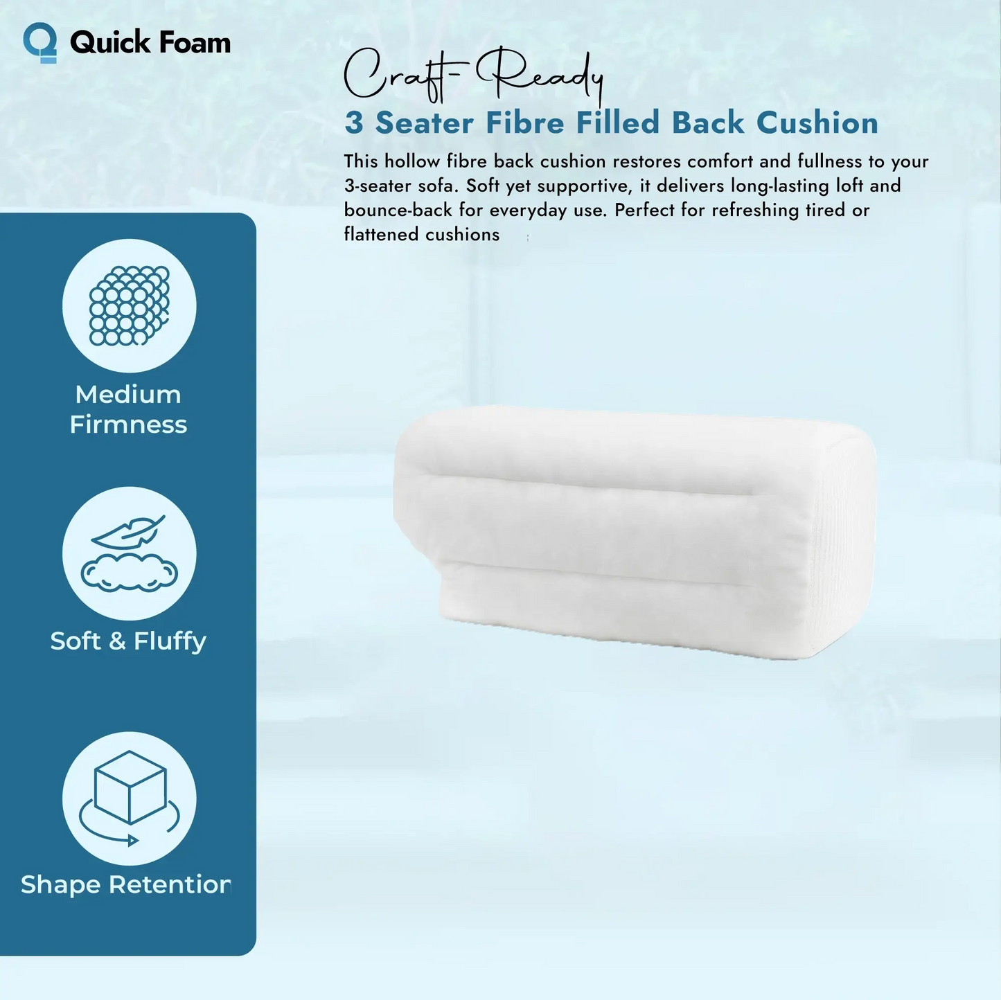 3-Seater Hollow Fibre Back Cushion (115cm x 66cm)