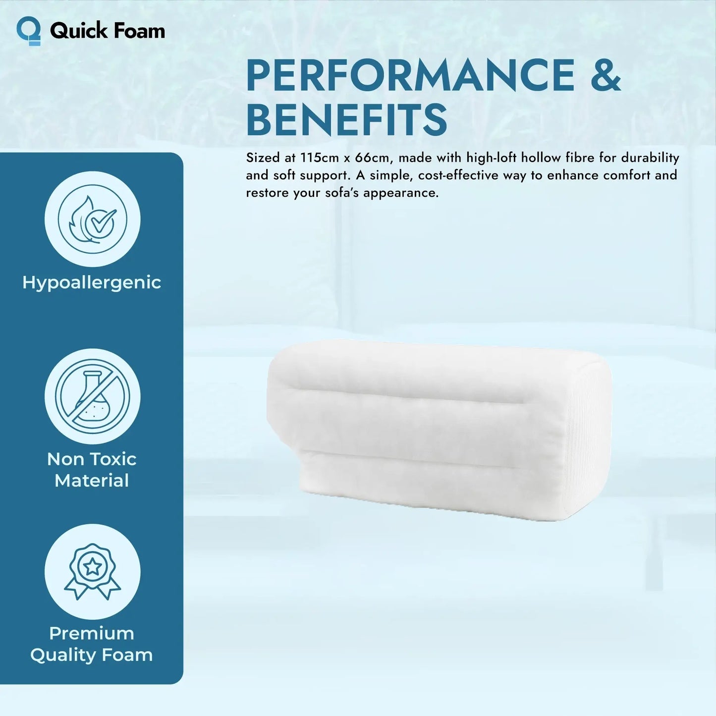 3-Seater Hollow Fibre Back Cushion (115cm x 66cm)