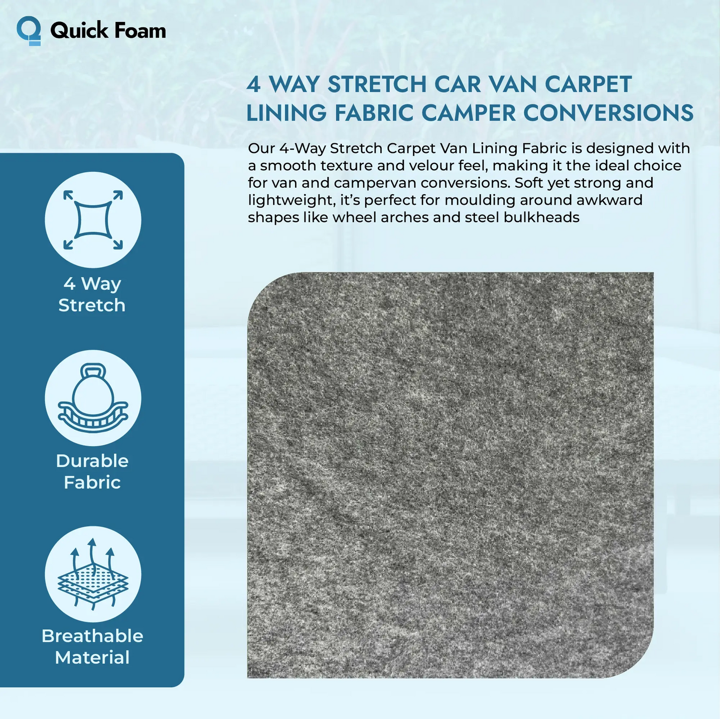 4 Way Stretch Car Van Carpet Lining Fabric Camper Conversions