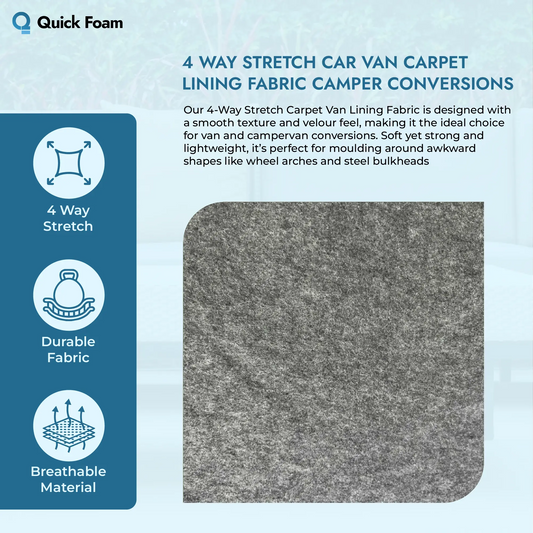 4 Way Stretch Car Van Carpet Lining Fabric Camper Conversions