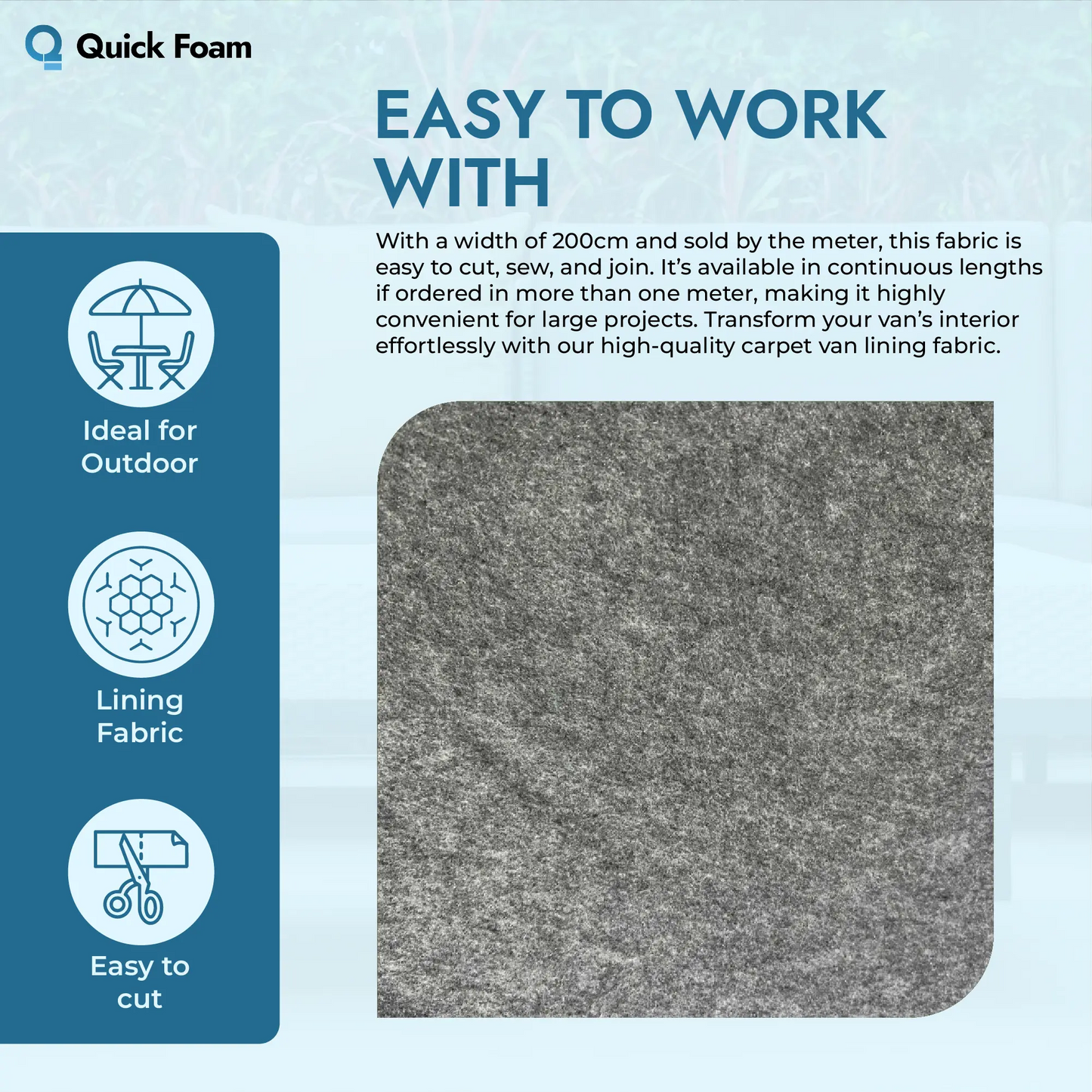 4 Way Stretch Car Van Carpet Lining Fabric Camper Conversions