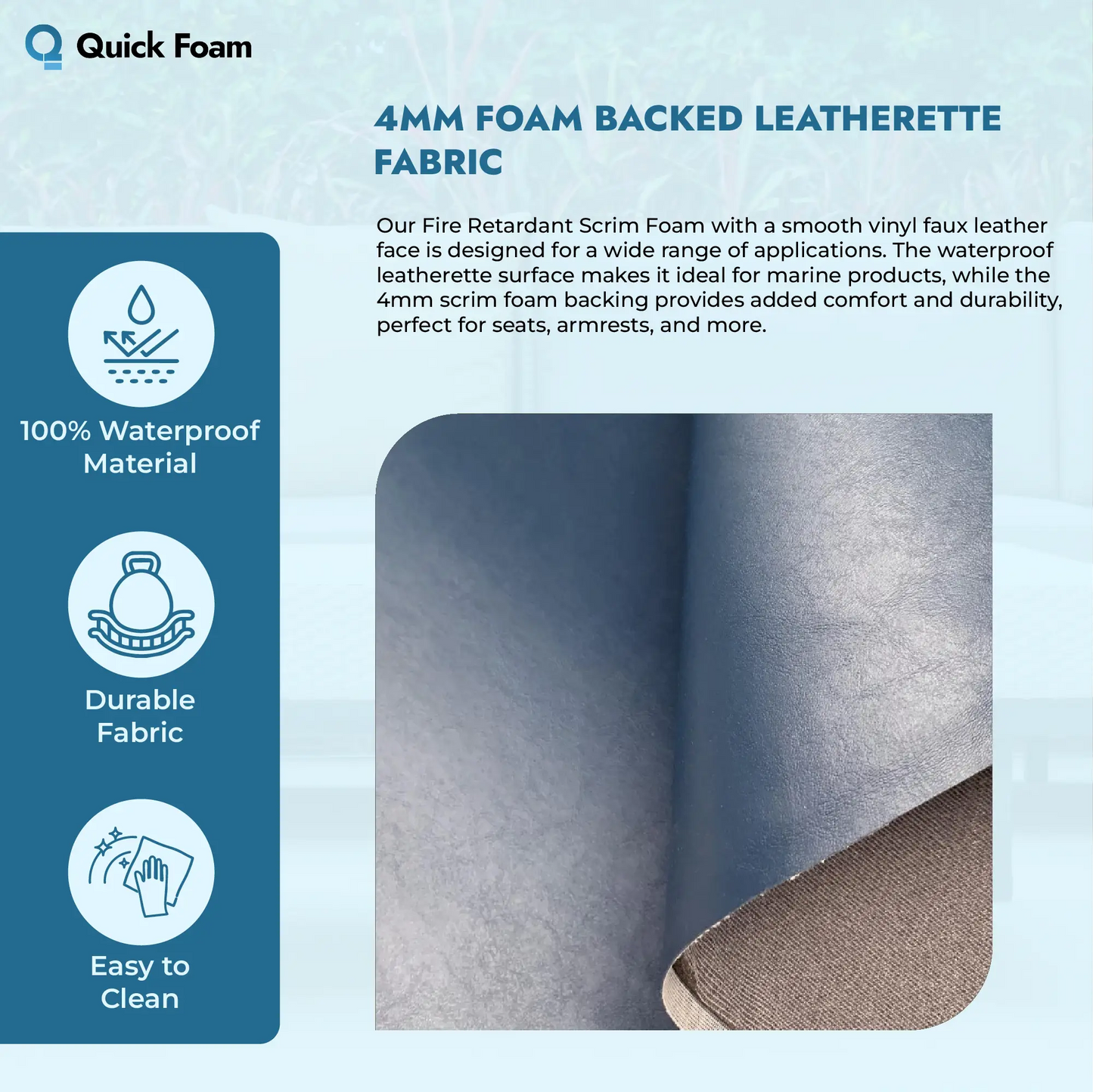 4MM Foam Backed Leatherette Fabric