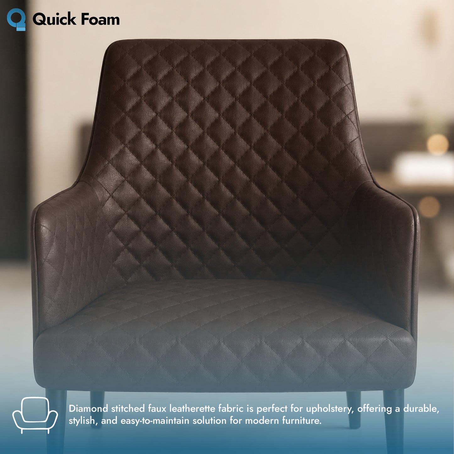Diamond Stitched Quilted Leatherette Fabric