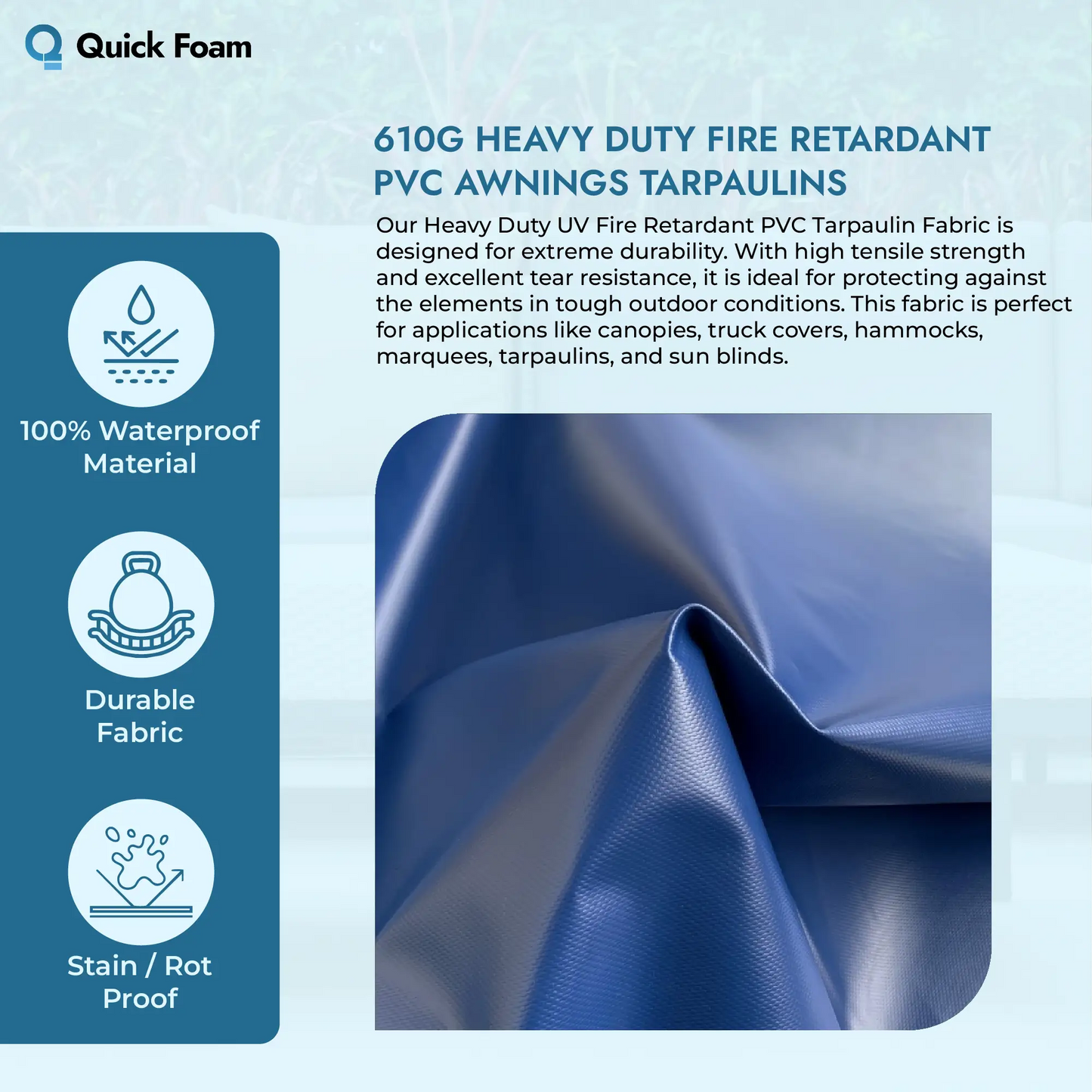 610g Heavy Duty Fire Retardant PVC Tarpaulin