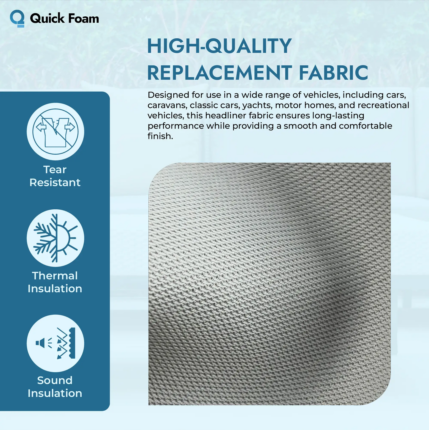 Car Headliner Fabric 2MM Foam Backed - Durable Interior Lining Material