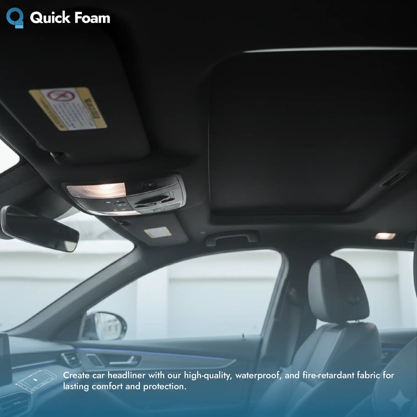 Car Headliner Fabric - 2mm Foam Backed Brushed Nylon - 140cm Wide