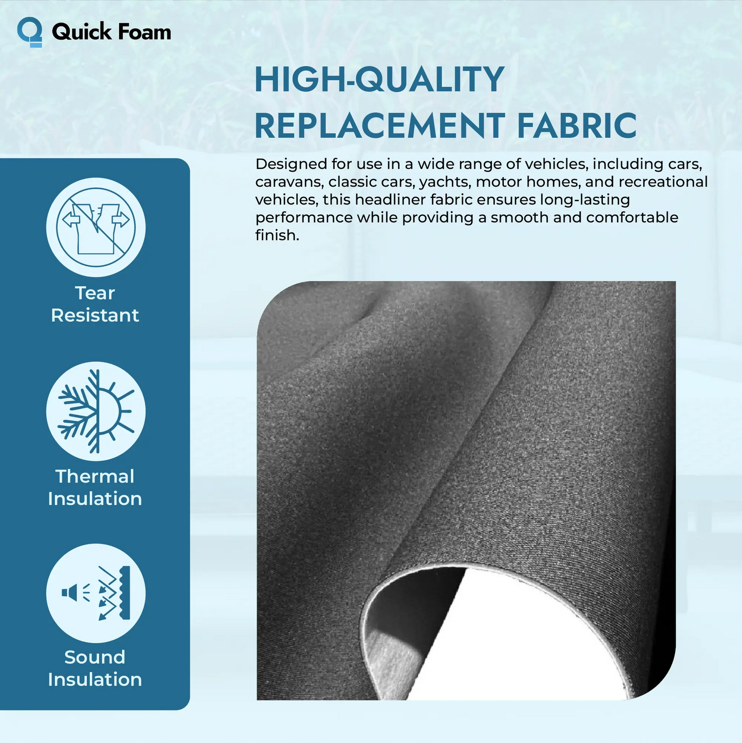 3 Metres Headliner Fabric with 2MM Foam Backing & Spray Adhesive