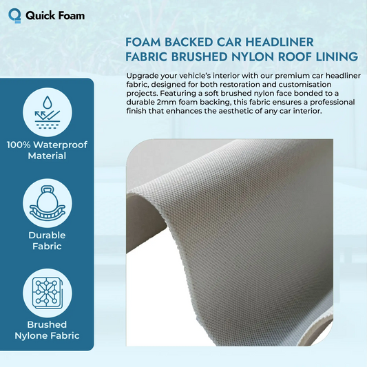 Foam Backed Car Headliner Fabric - Brushed Nylon Roof Lining