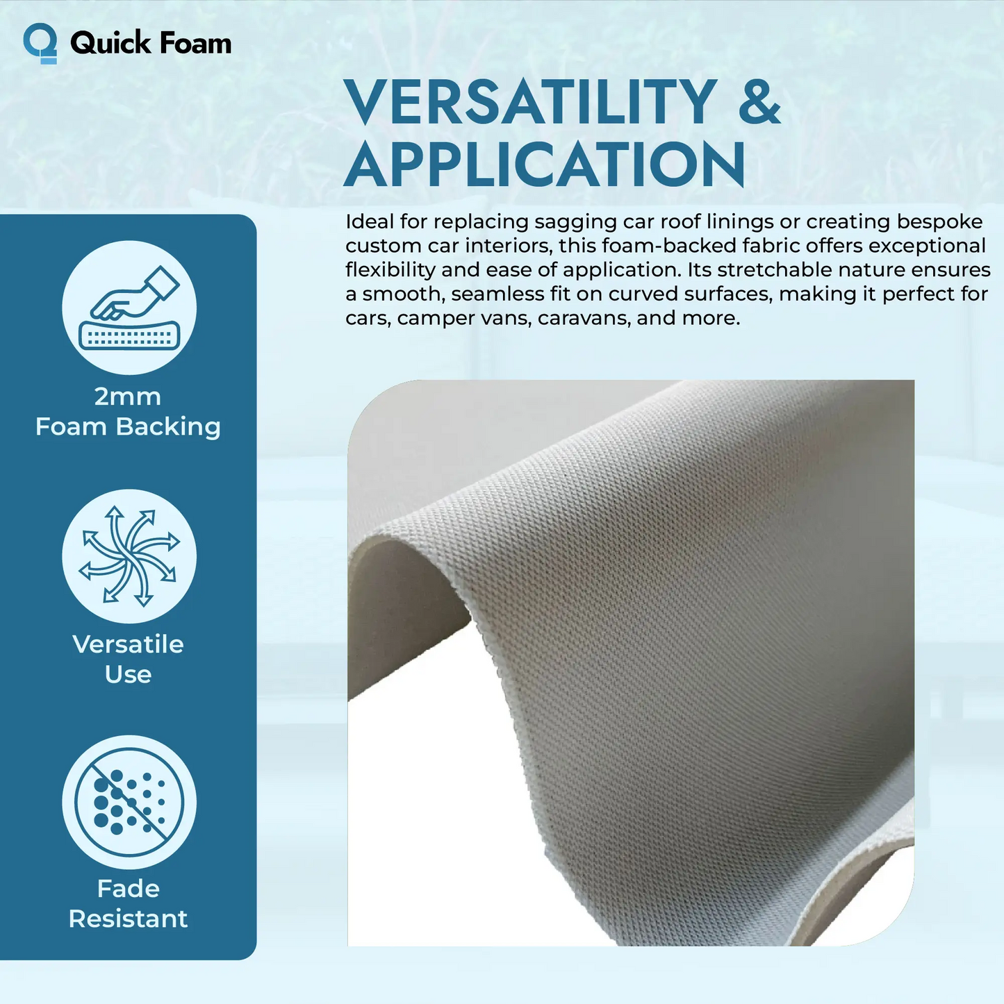 Foam Backed Car Headliner Fabric - Brushed Nylon Roof Lining