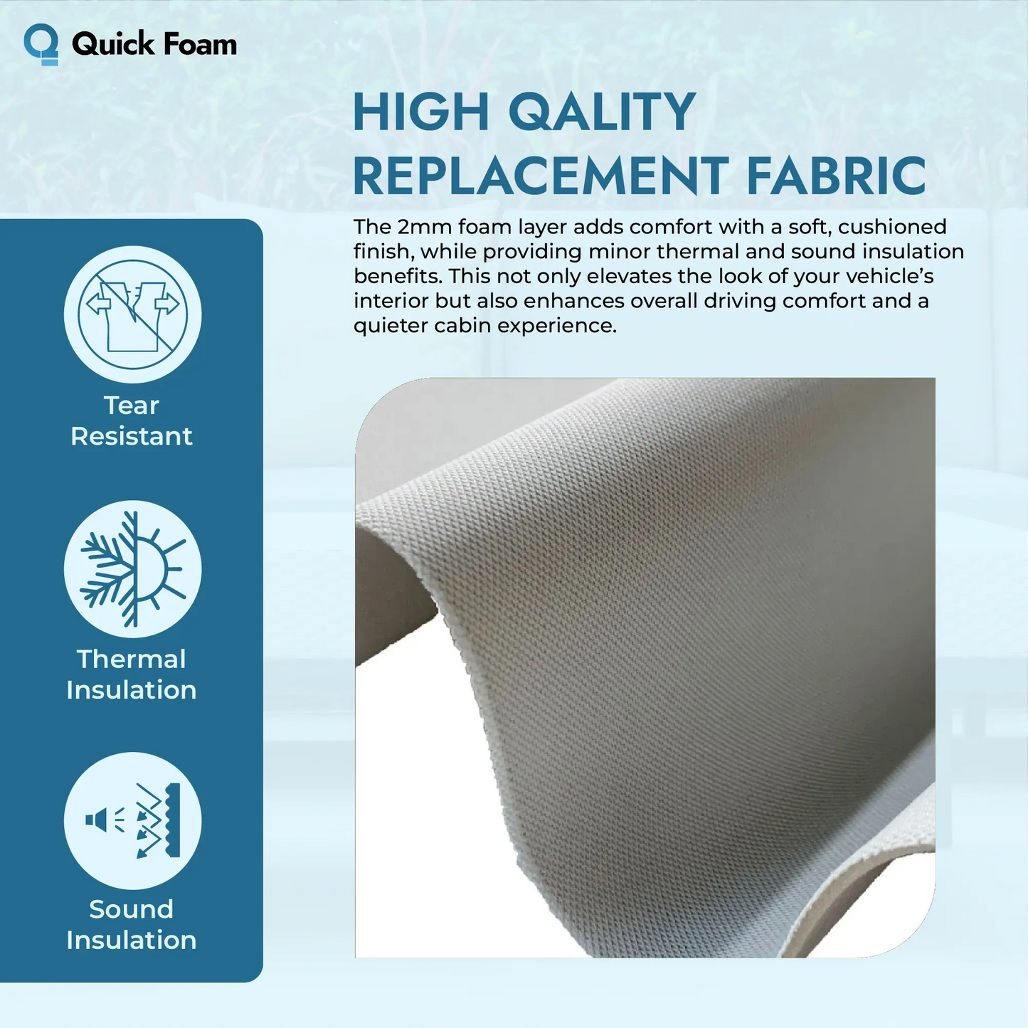 Car Headliner Fabric 2MM Foam Backed - Durable Interior Lining Material