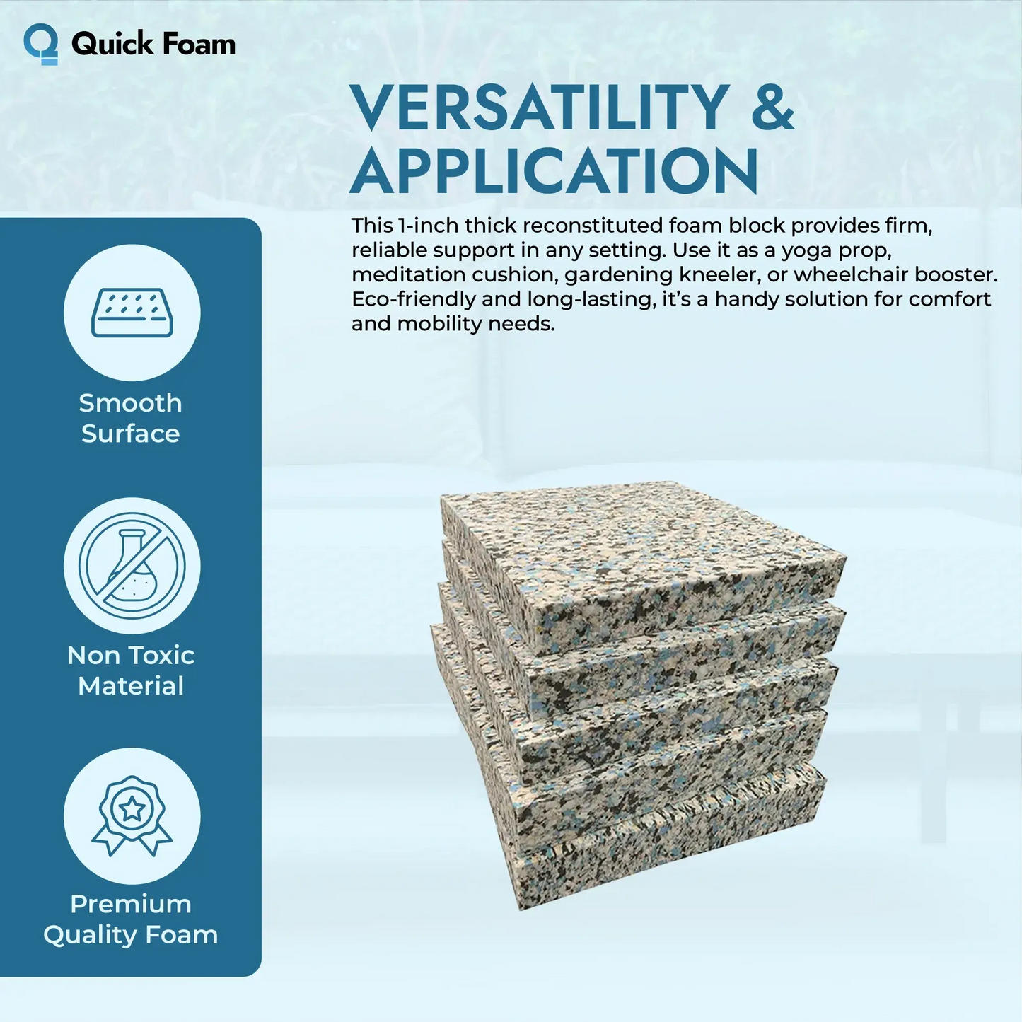 High-Density Recon Yoga Foam Block 30 x 20 x 2.5 cm (1")