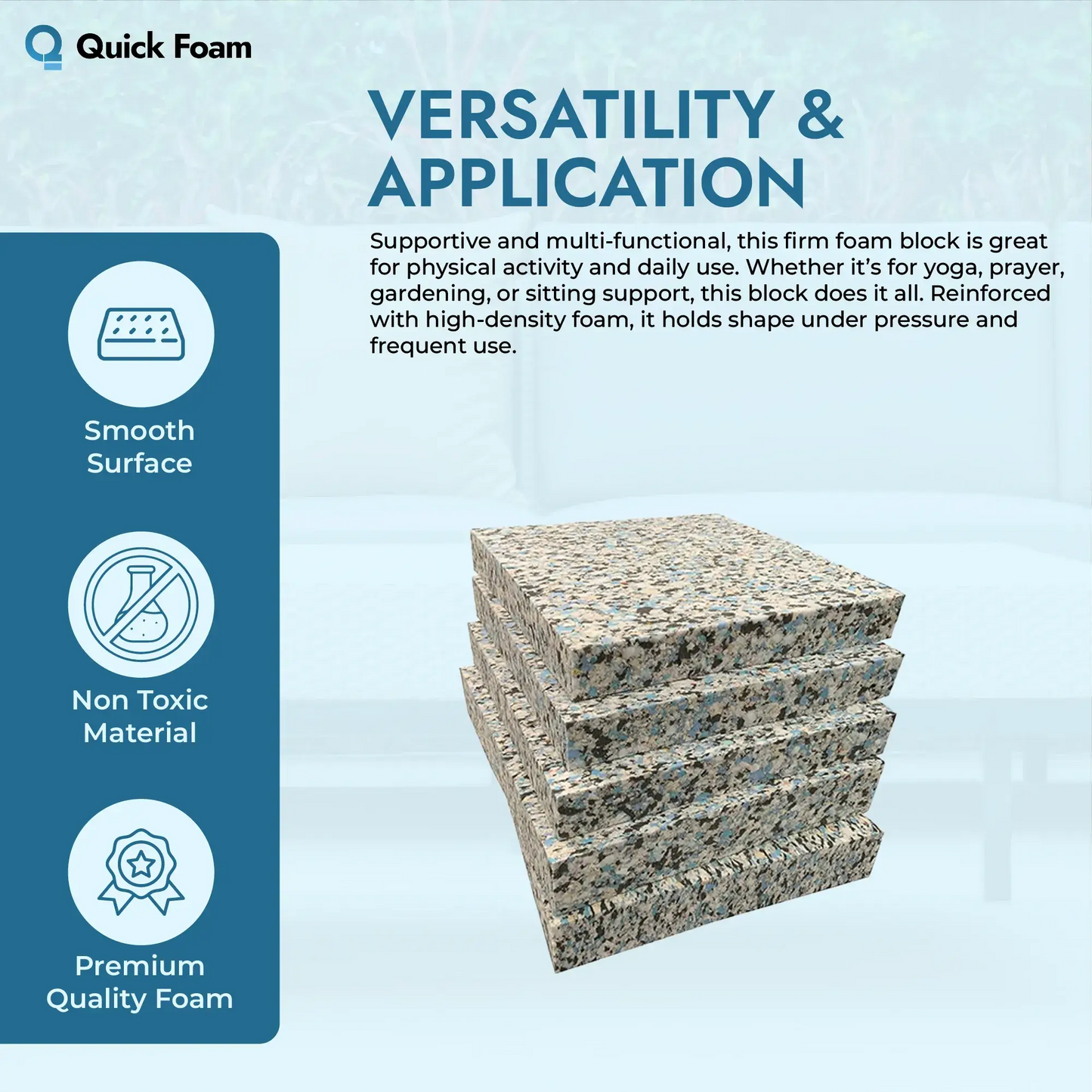 High-Density Recon Yoga Foam Block 30 x 20 x 5 cm (2")