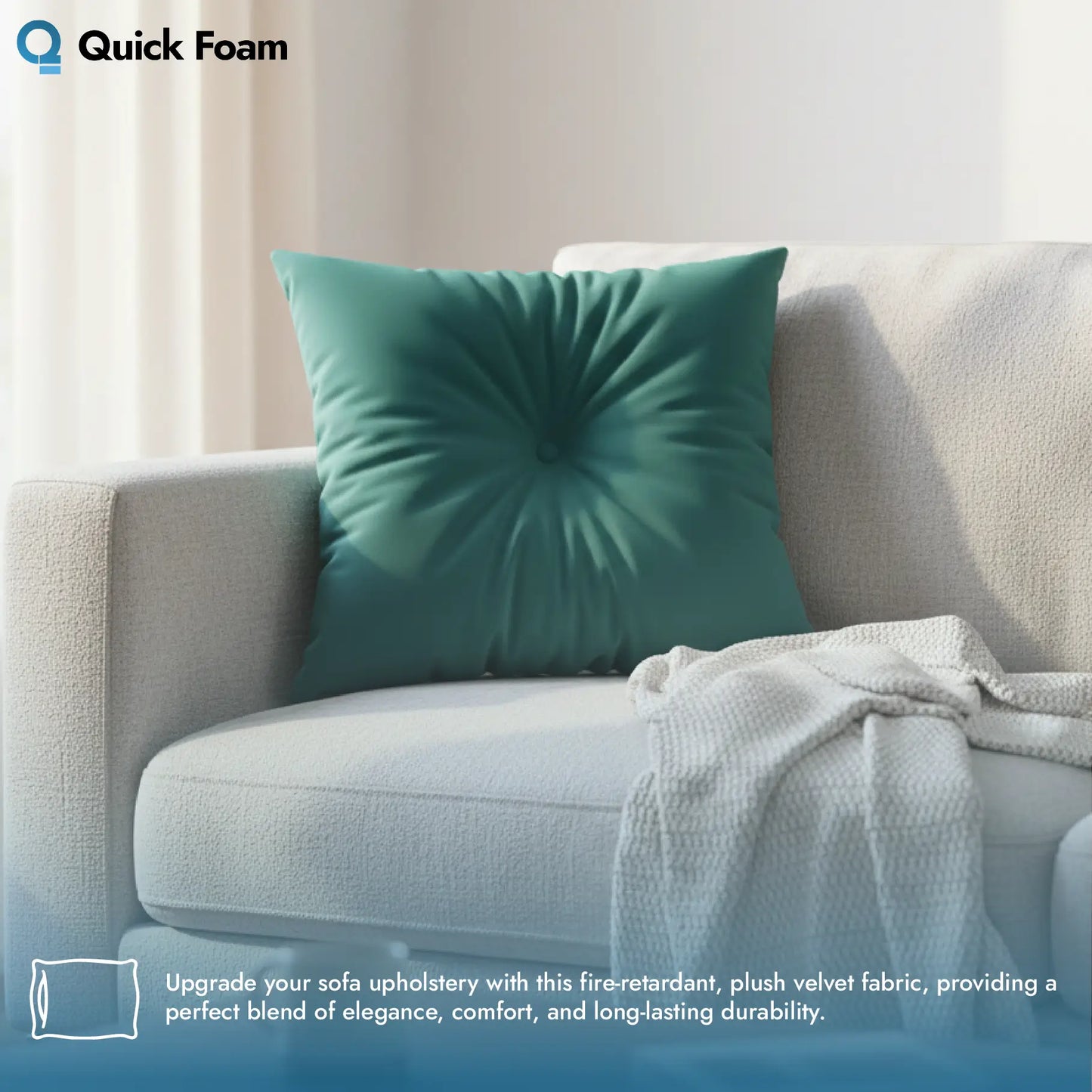 Plush Velvet Upholstery Fabric - Hard Wearing, Fire Retardant