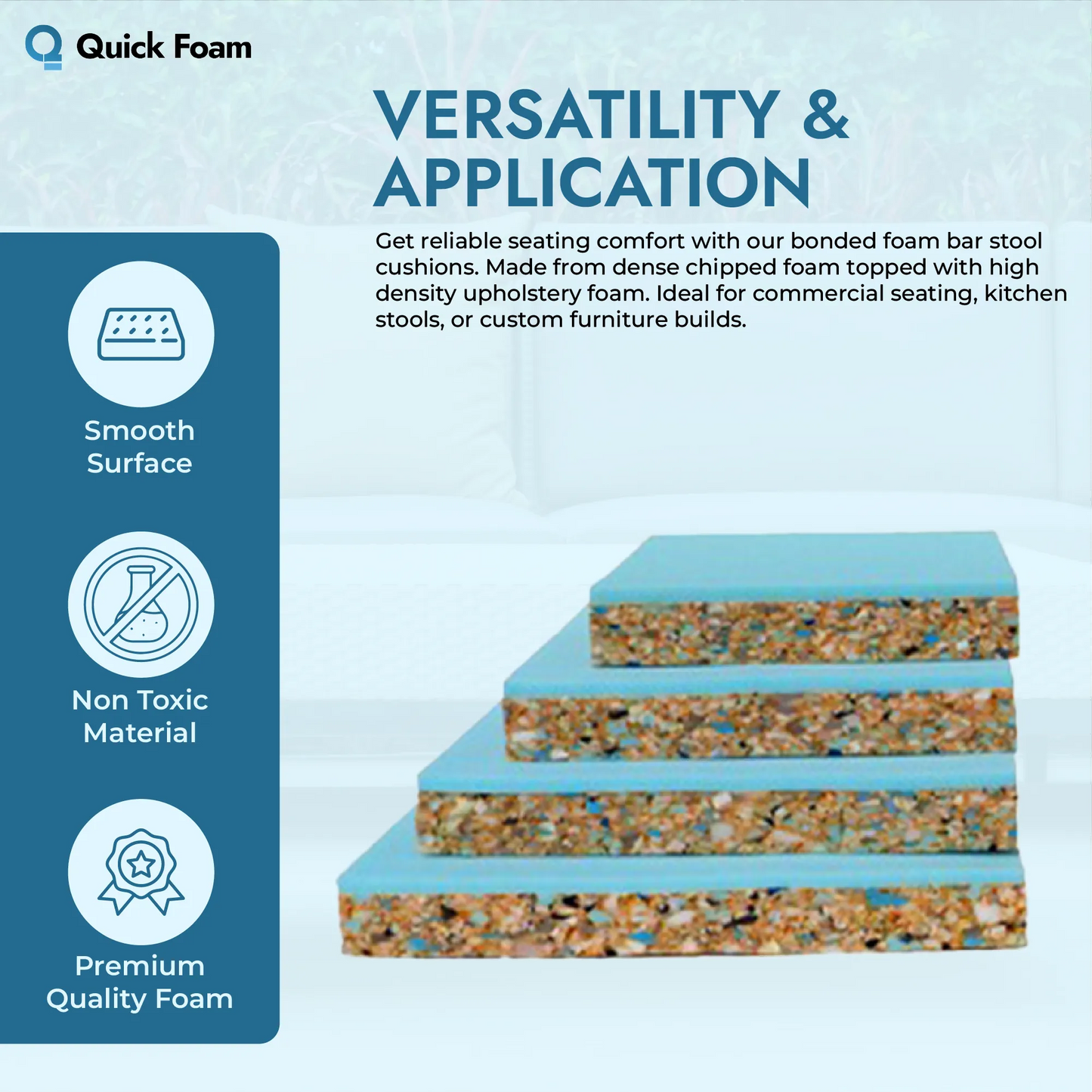 Pre-Cut Square Bar Stool Foam Pads
