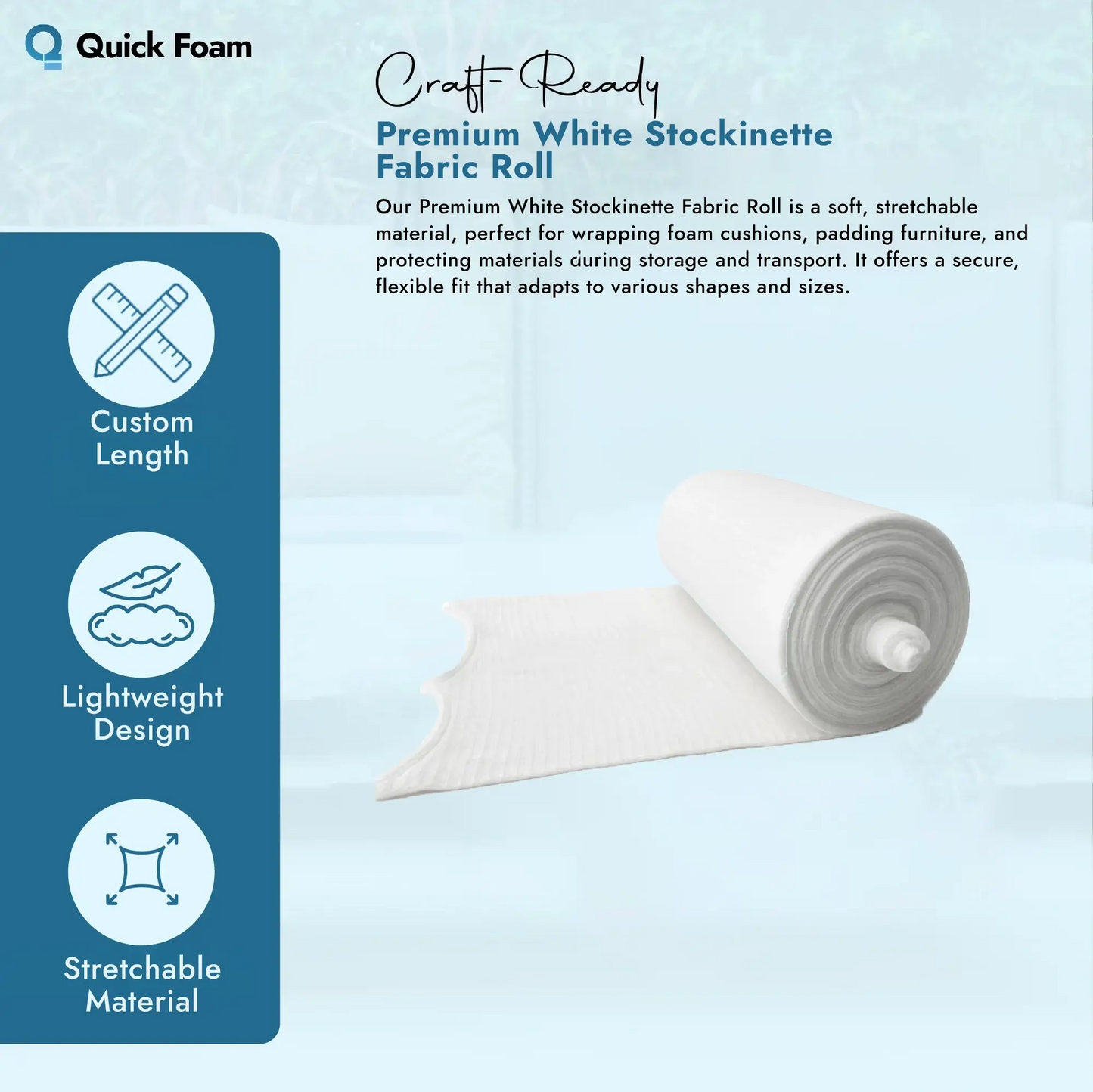 Premium White Stockinette Fabric Roll