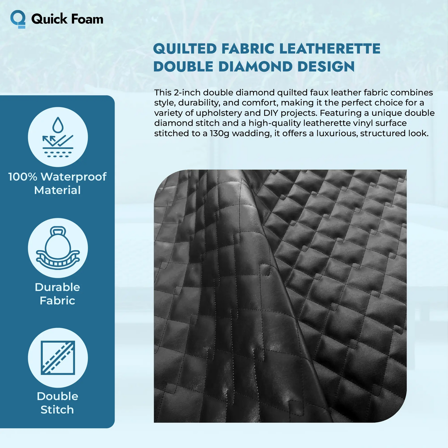 Quilted Fabric Leatherette Double Diamond Design