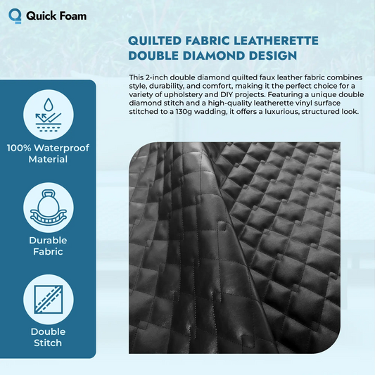 Quilted Fabric Leatherette Double Diamond Design