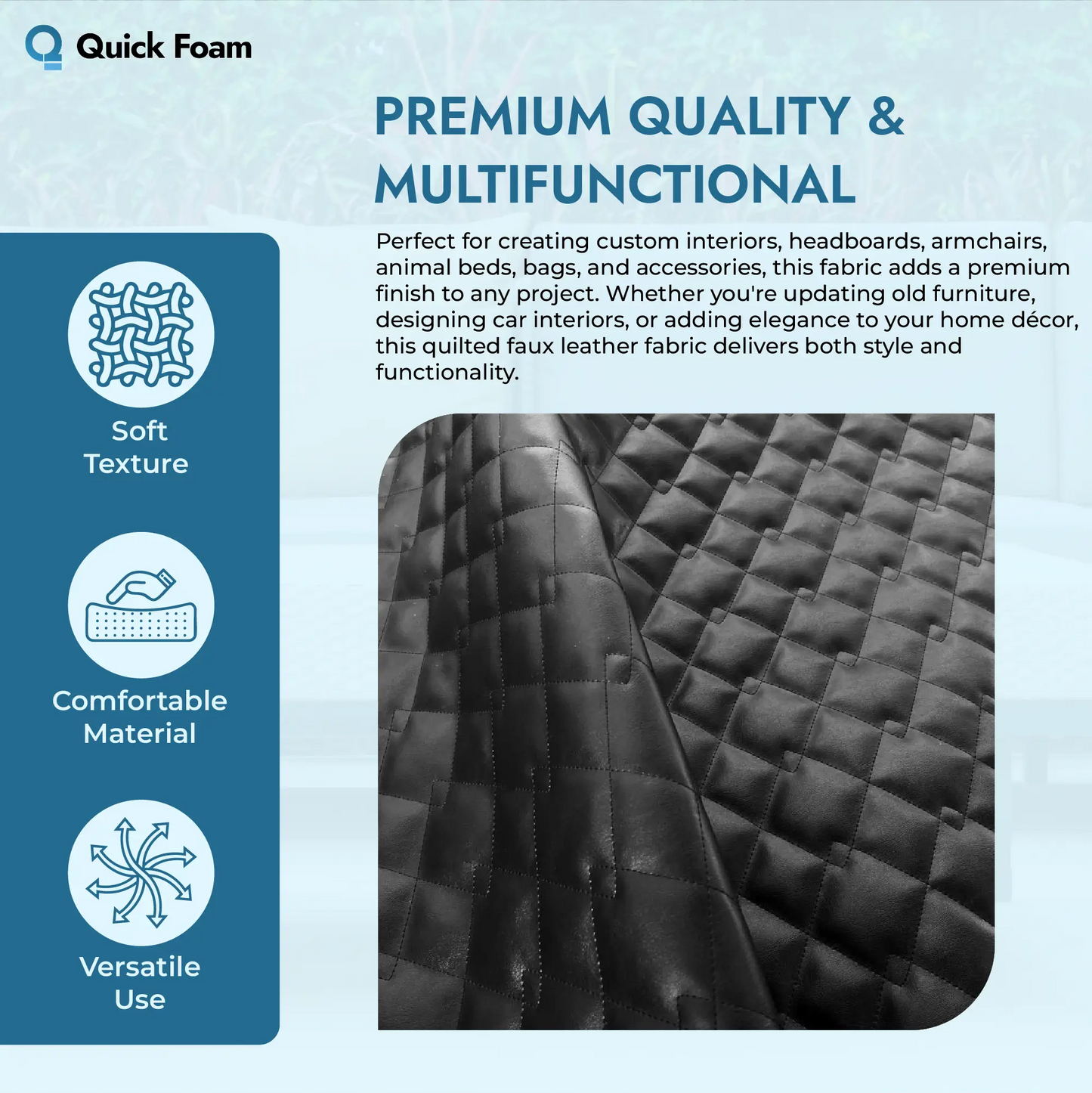 Quilted Fabric Leatherette Double Diamond Design