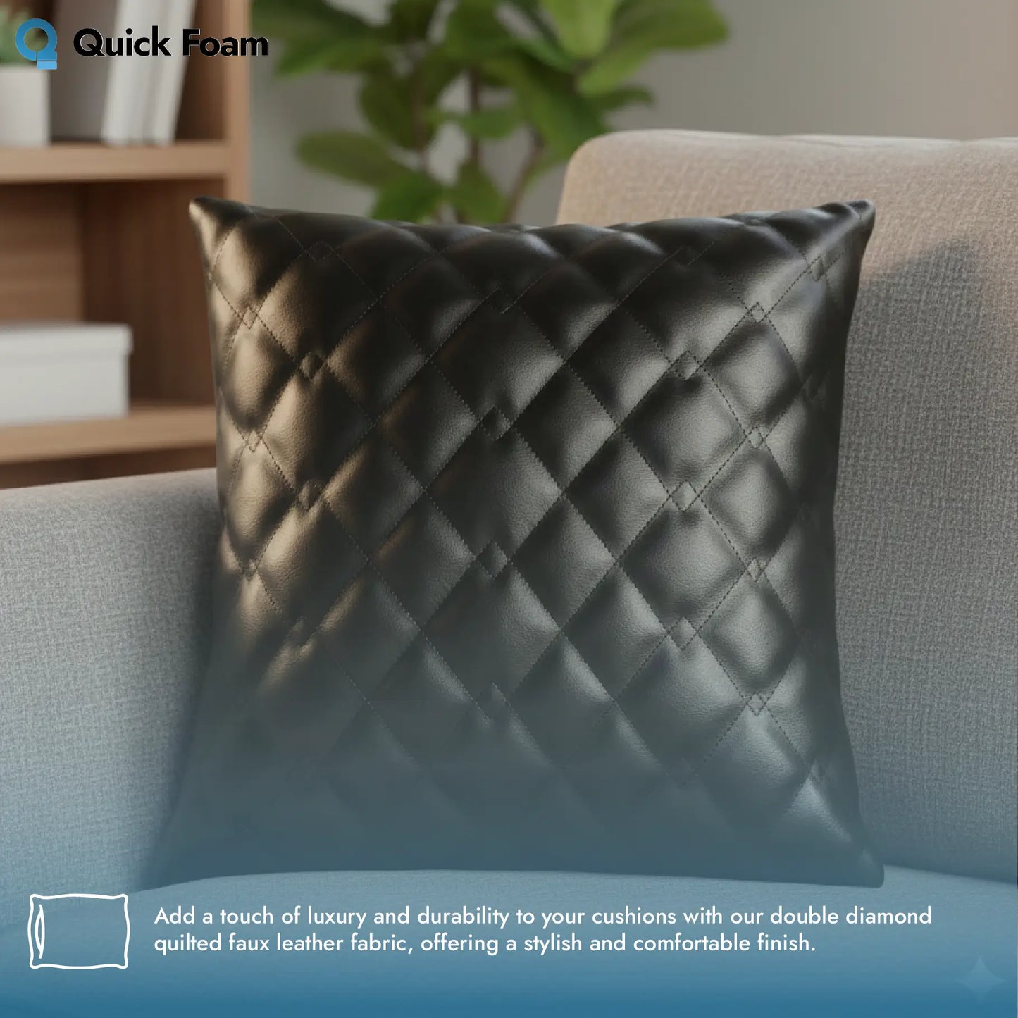 Quilted Fabric Leatherette Double Diamond Design