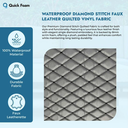 Waterproof Diamond Stitch Faux Leather Quilted Vinyl Fabric