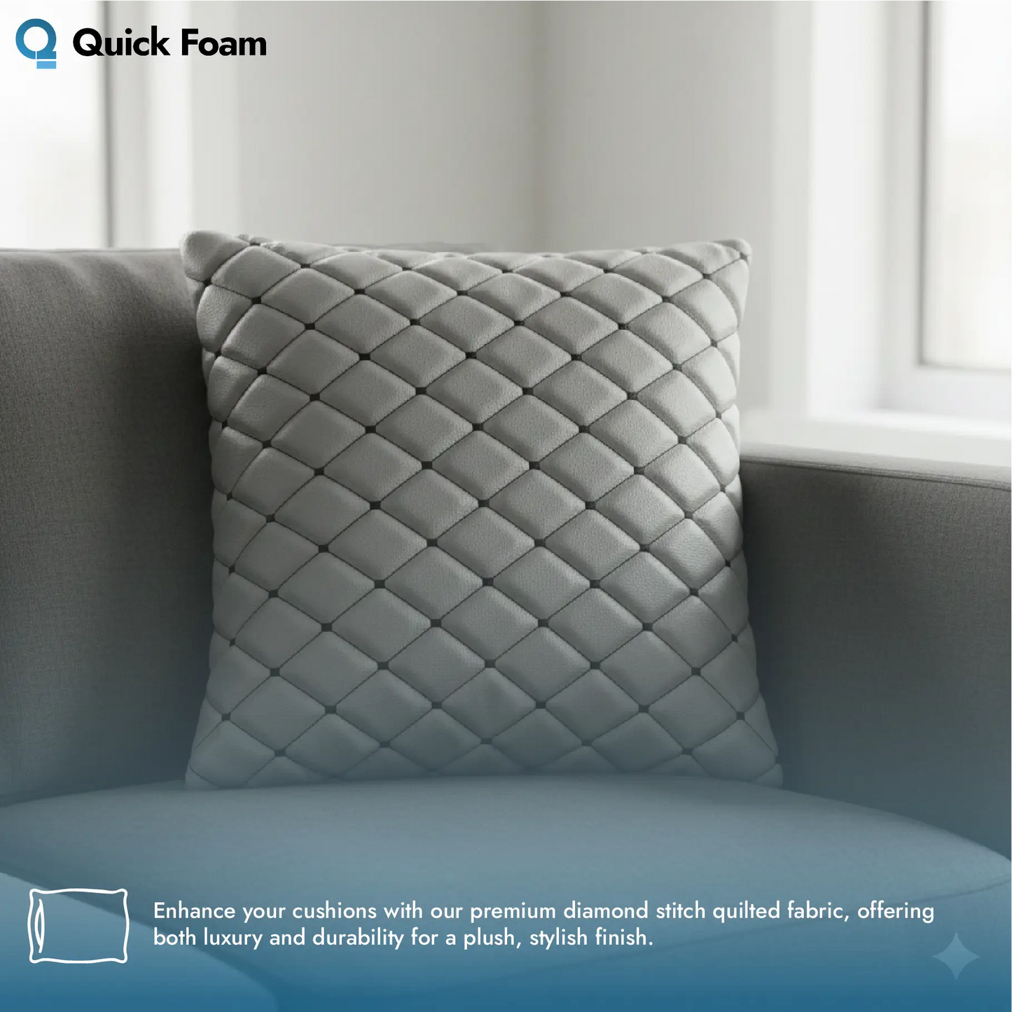 Waterproof Diamond Stitch Faux Leather Quilted Vinyl Fabric