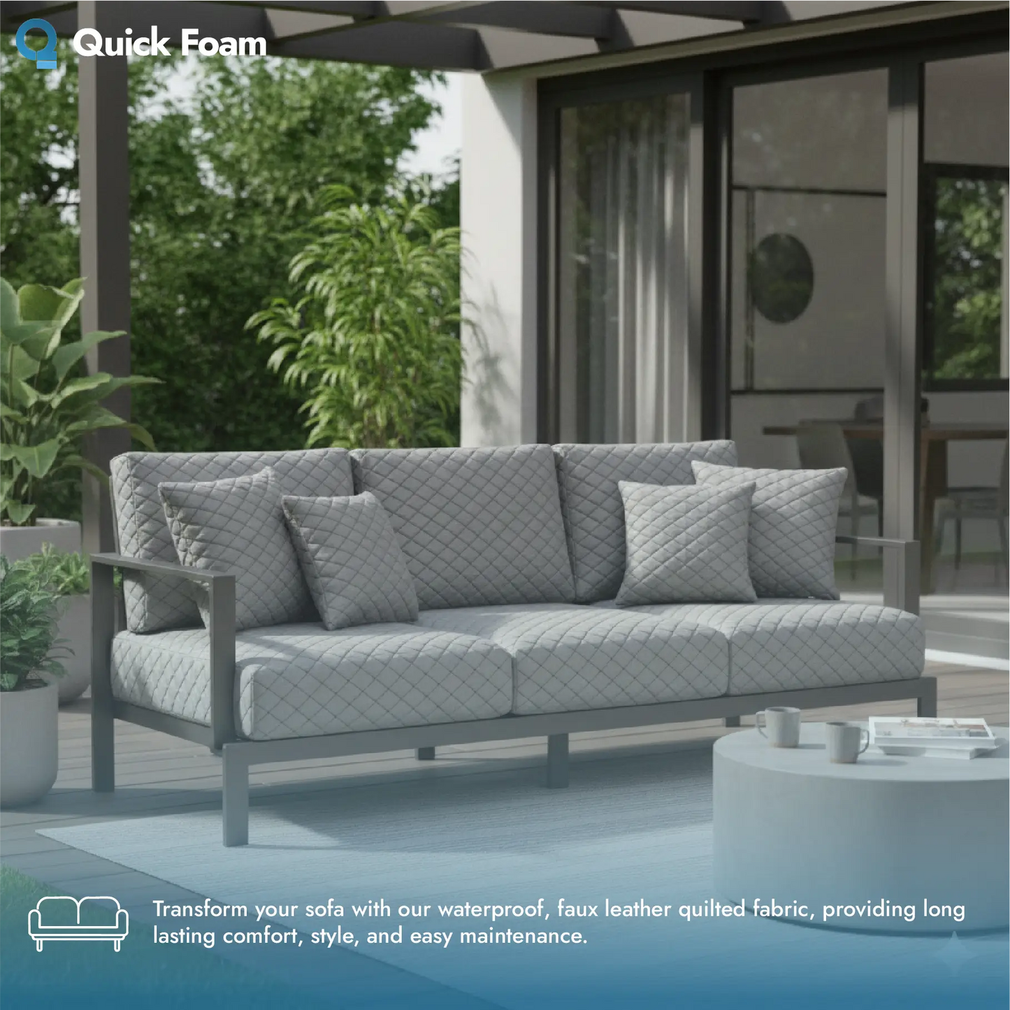 Waterproof Diamond Stitch Faux Leather Quilted Vinyl Fabric