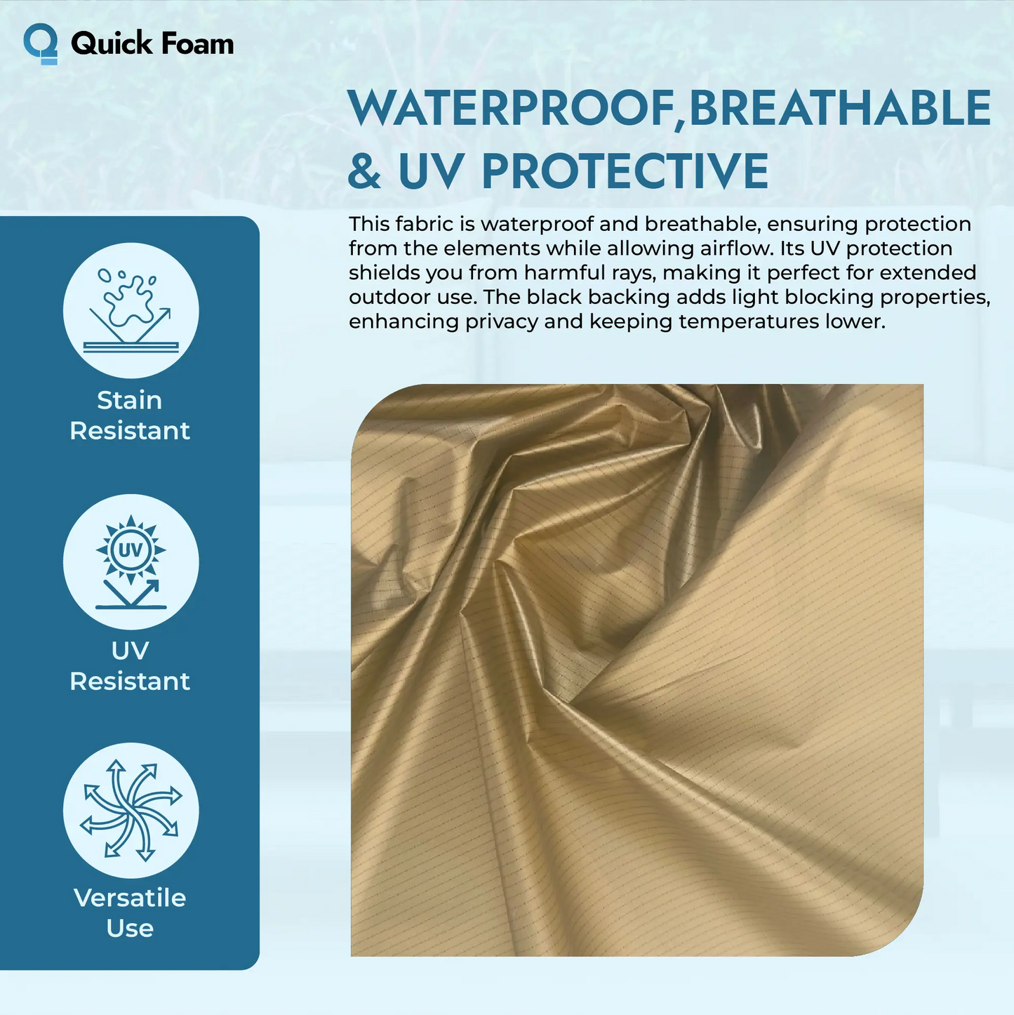 Reflective Ripstop Fabric Waterproof, UV-Protective 2oz Black & Gold