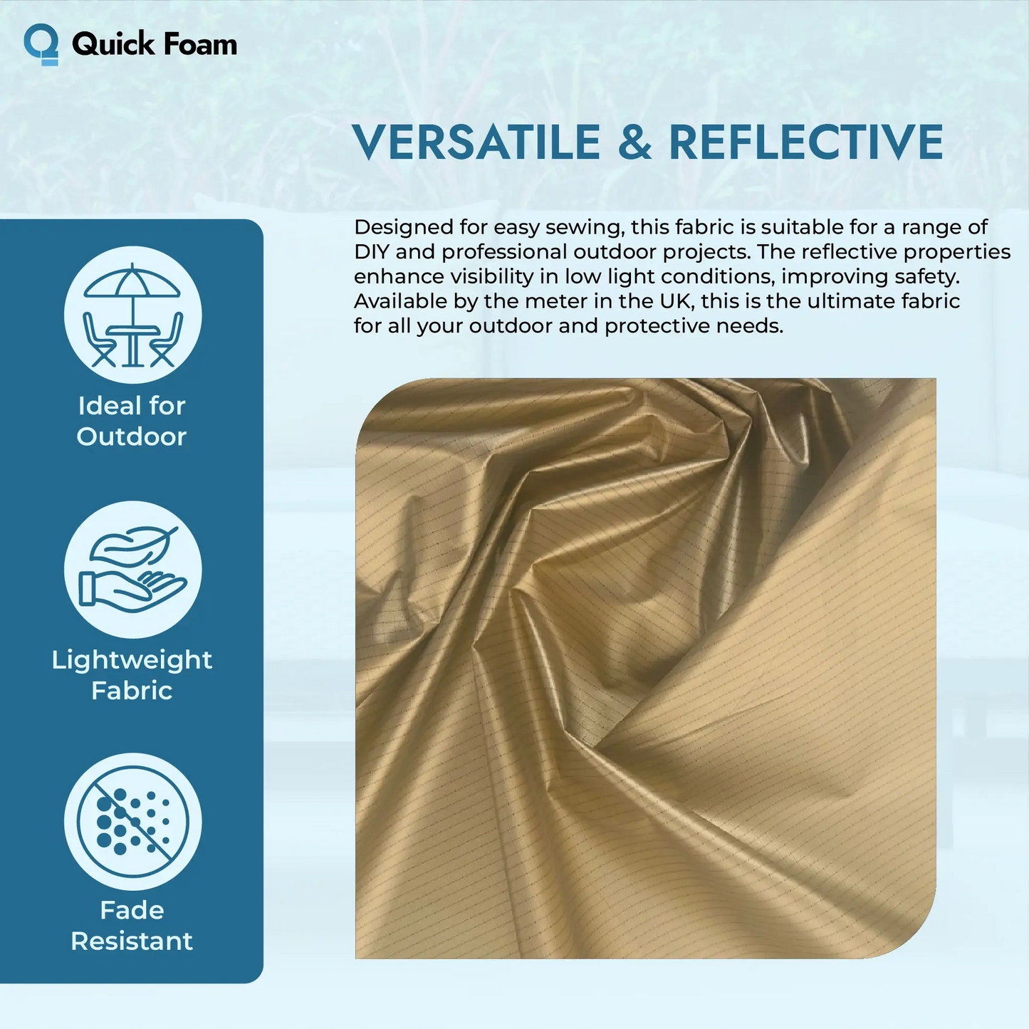 Reflective Ripstop Fabric Waterproof, UV-Protective 2oz Black & Gold