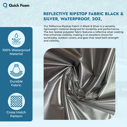 Reflective Ripstop Fabric Black & Silver
