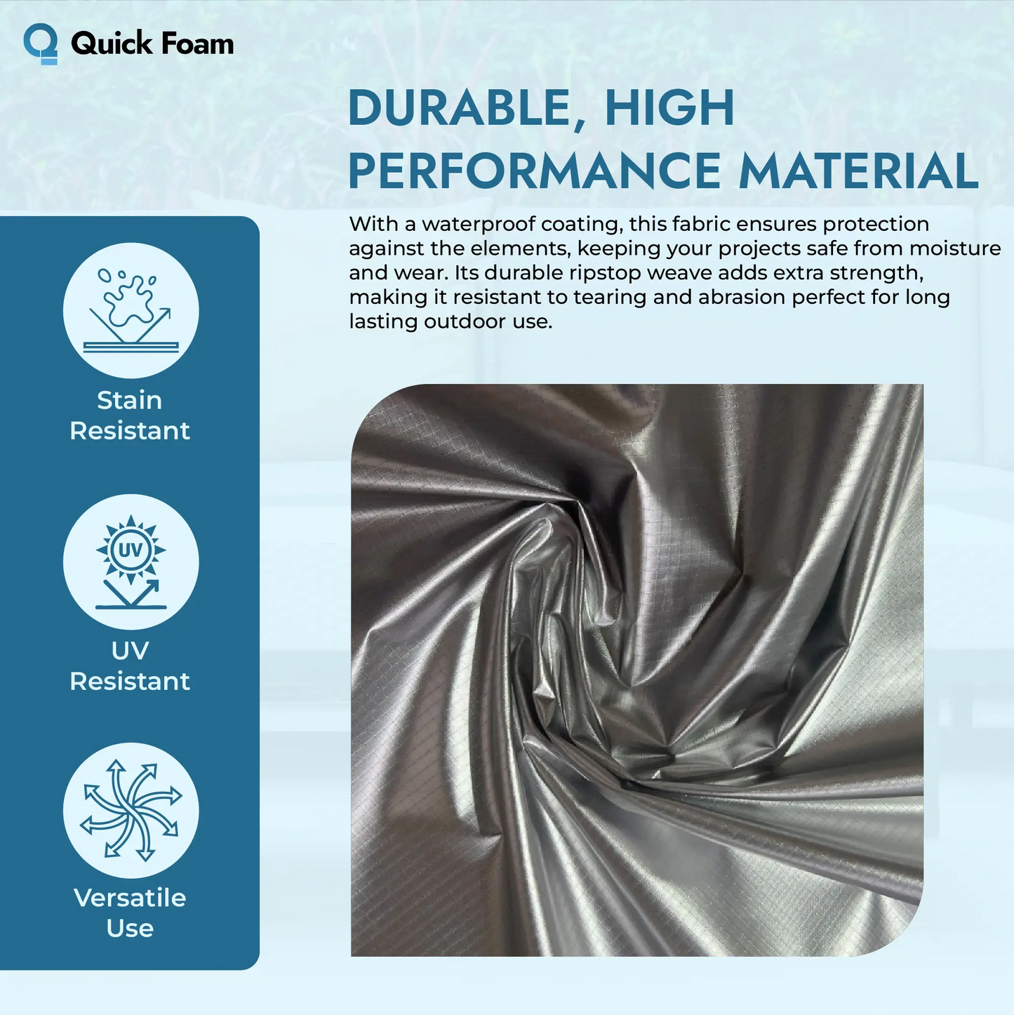 Reflective Ripstop Fabric Black & Silver