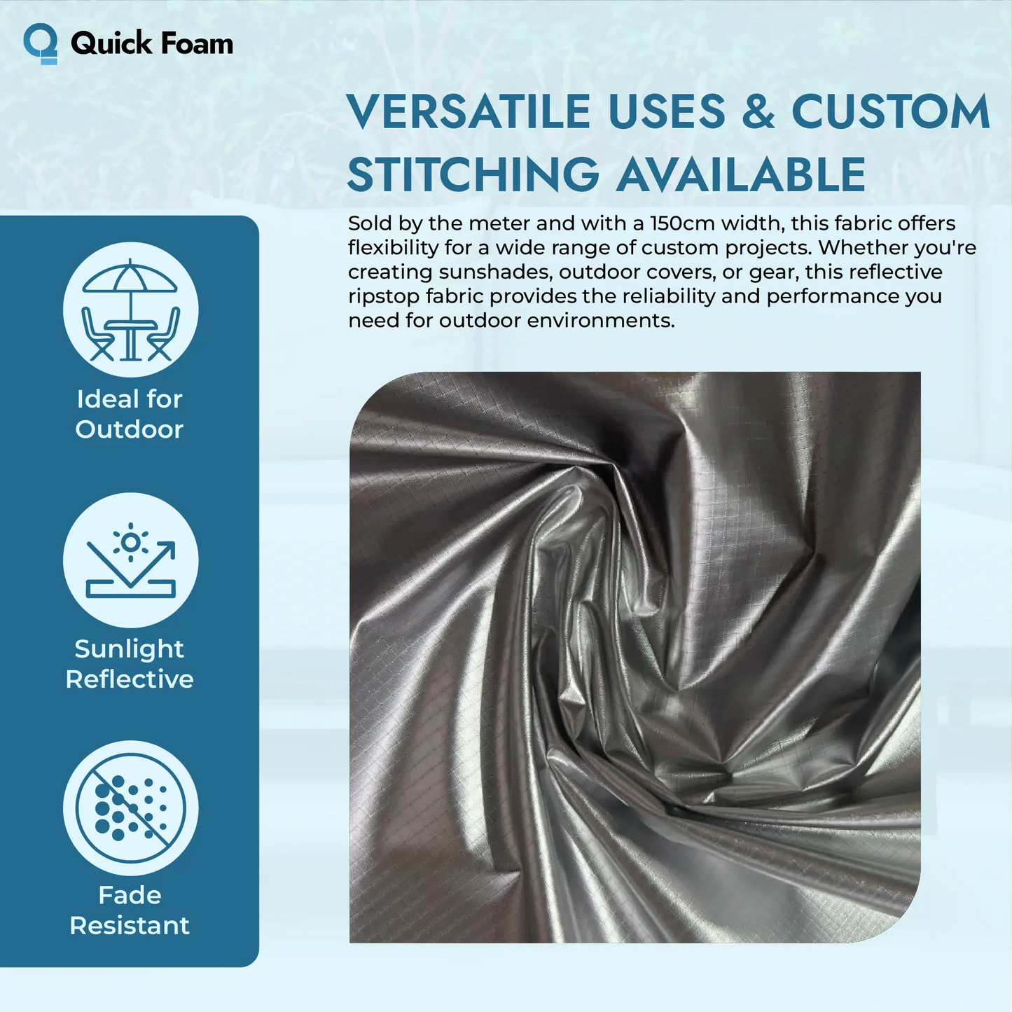 Reflective Ripstop Fabric Black & Silver