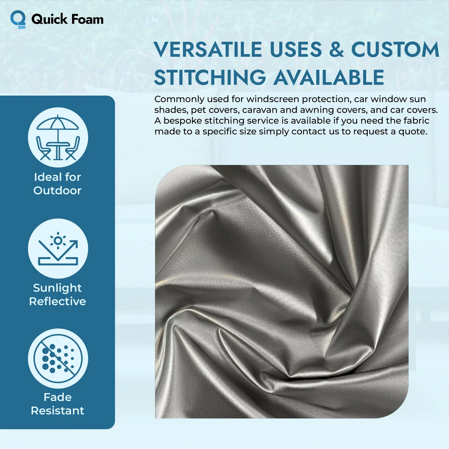 Sunlight Reflective Fabric Waterproof with Black Backing