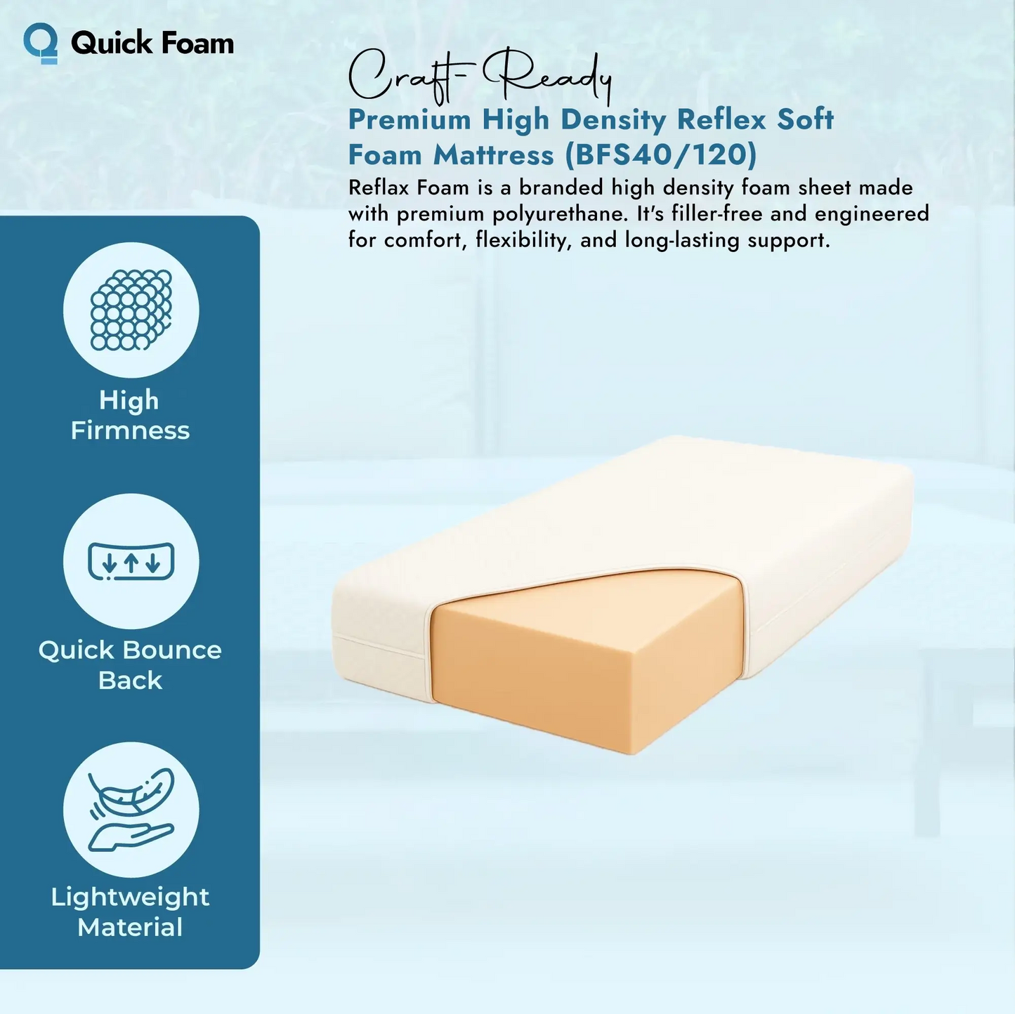 Premium High Density Reflex Soft Foam Mattress (BFS40/120)