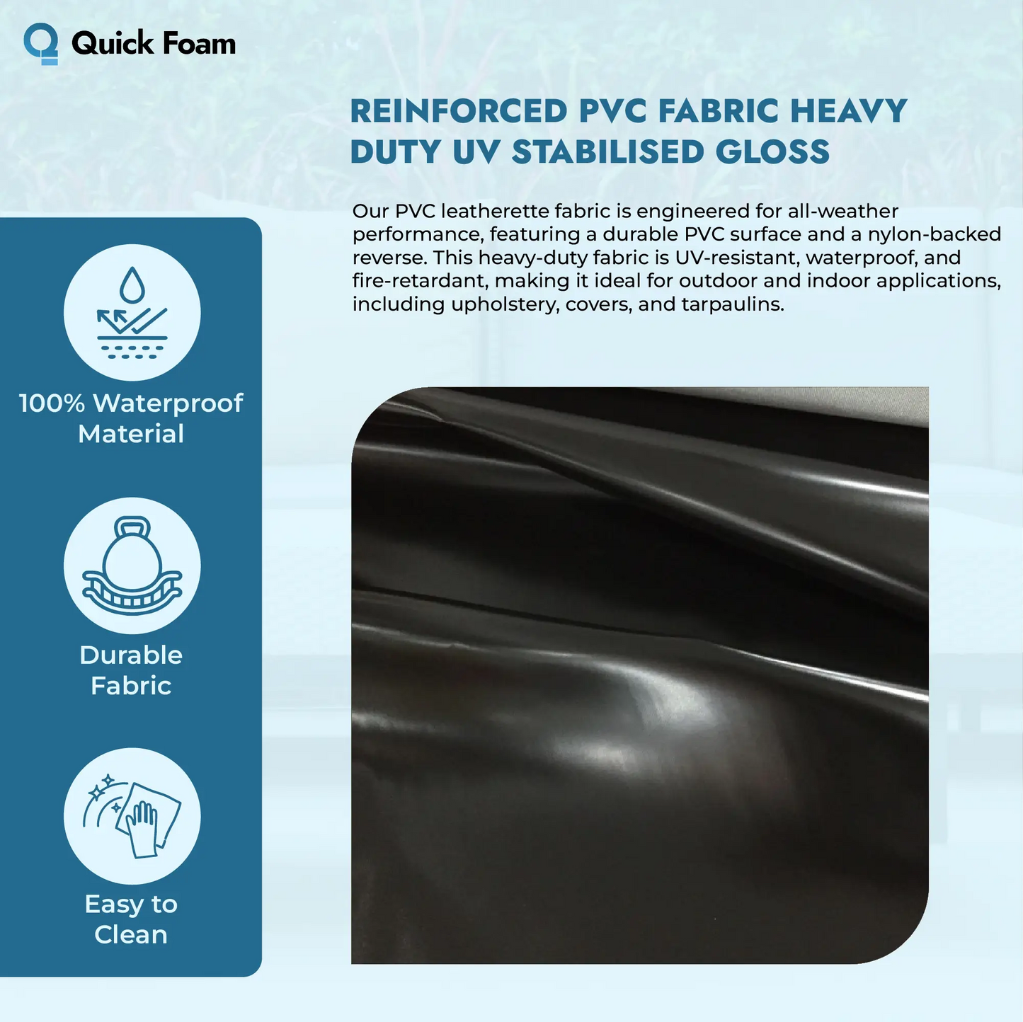 Reinforced PVC Fabric Heavy Duty UV Stabilised Gloss