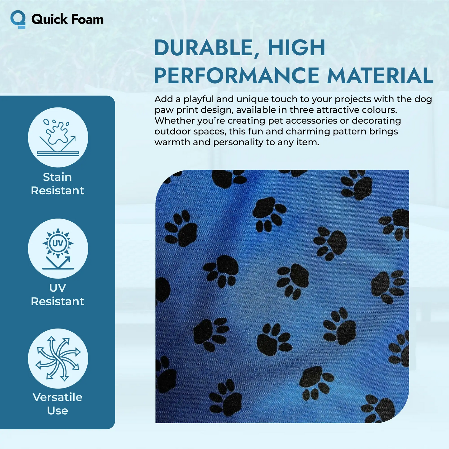 Waterproof Canvas Fabric - Dog Paw Print Design