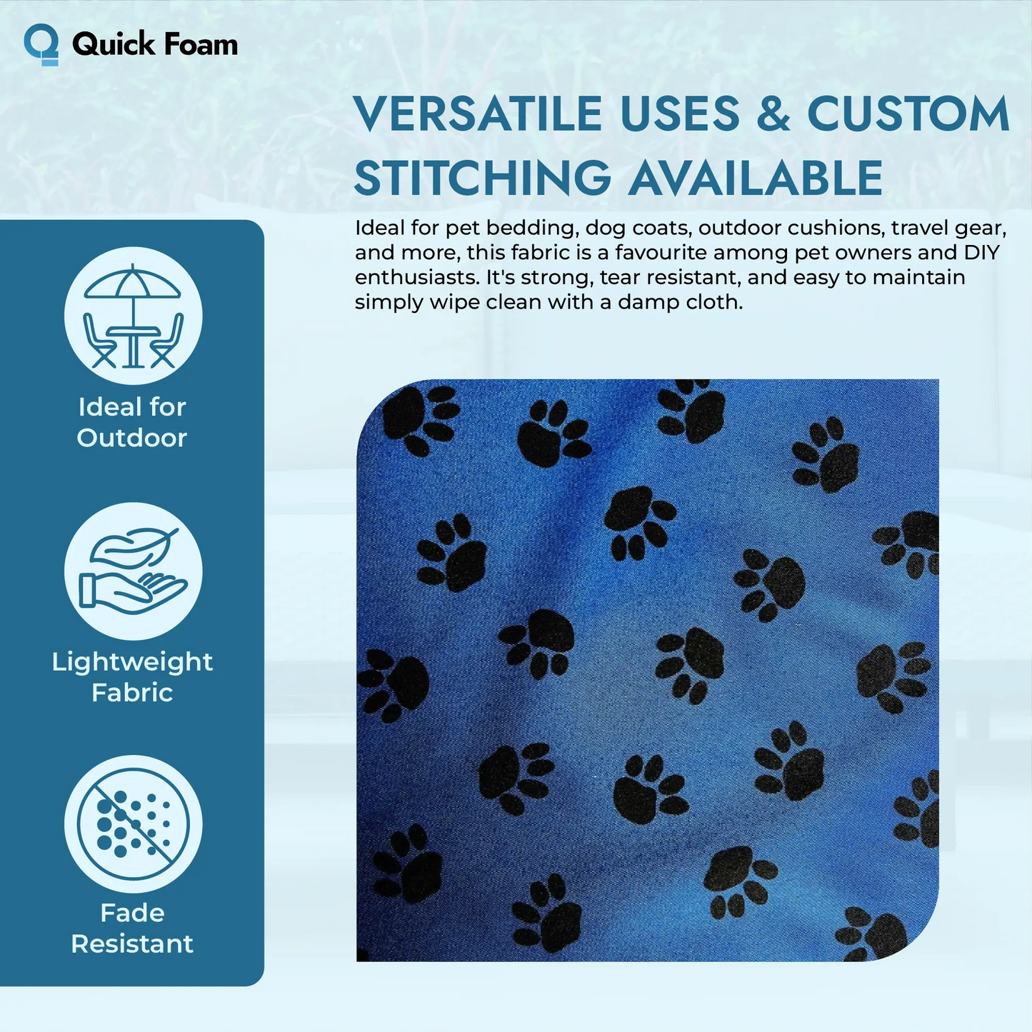 Waterproof Canvas Fabric - Dog Paw Print Design