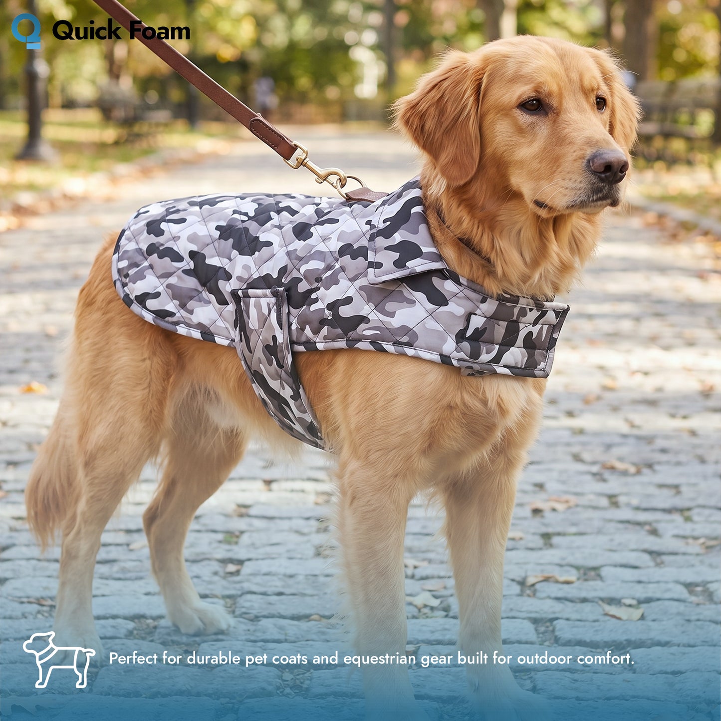 Waterproof Quilted Fabric 4oz PU, Camouflage Print